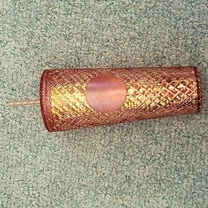 STARBUCKS Holiday 2021 Venti Rose Gold Pink Jeweled Cup NWT